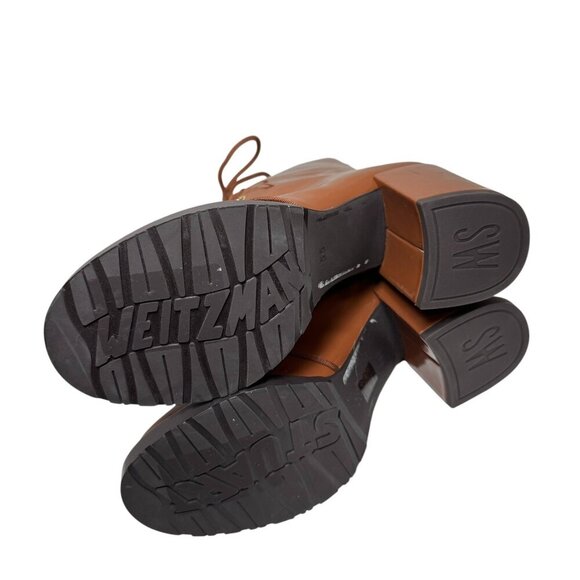 Stuart Weitzman-Cassey Bootie Cappuccino patent Leather Lace up size 5.5 NEW - Picture 5 of 5